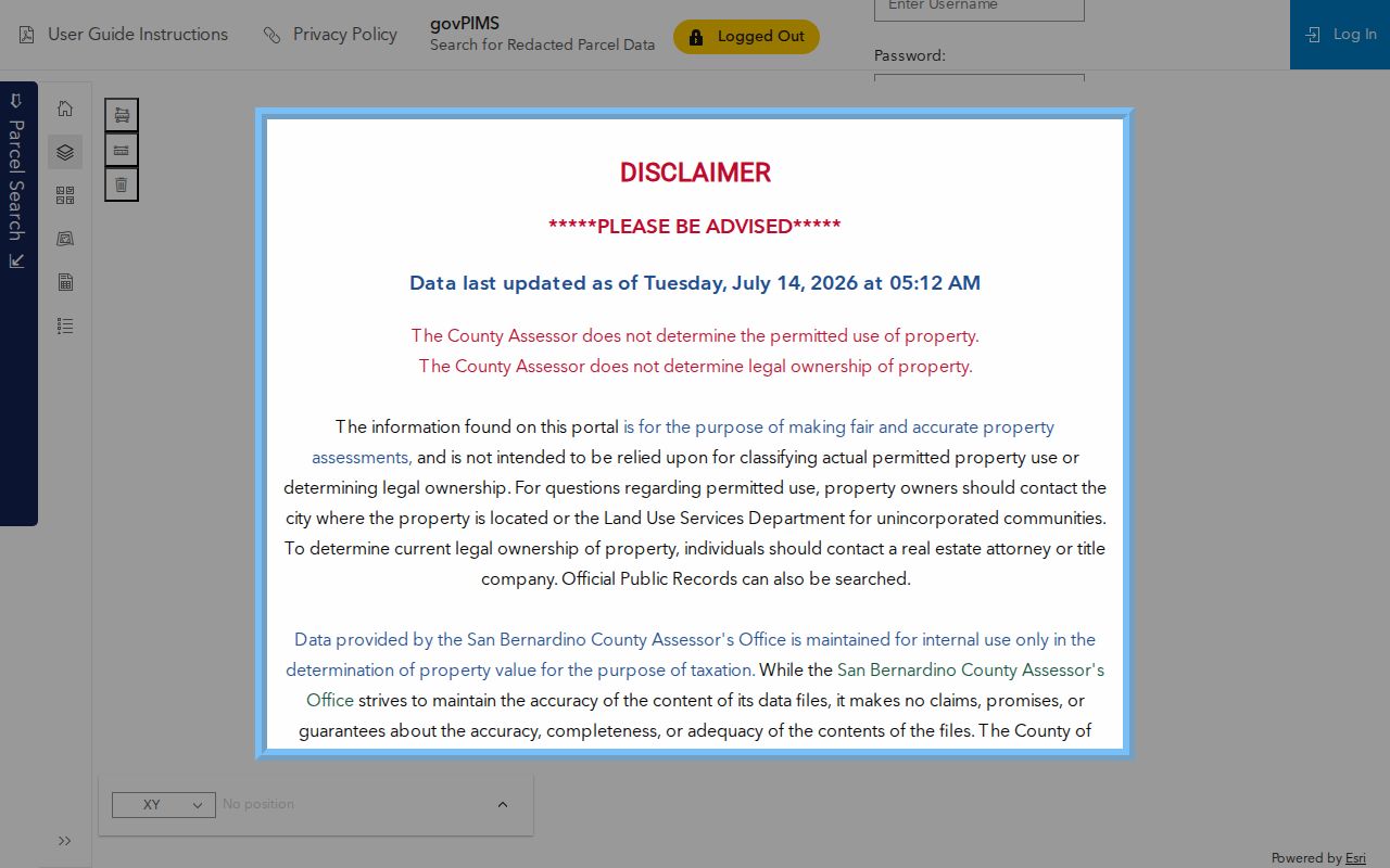 Loma Linda people search in the govPIMS assessor parcel application