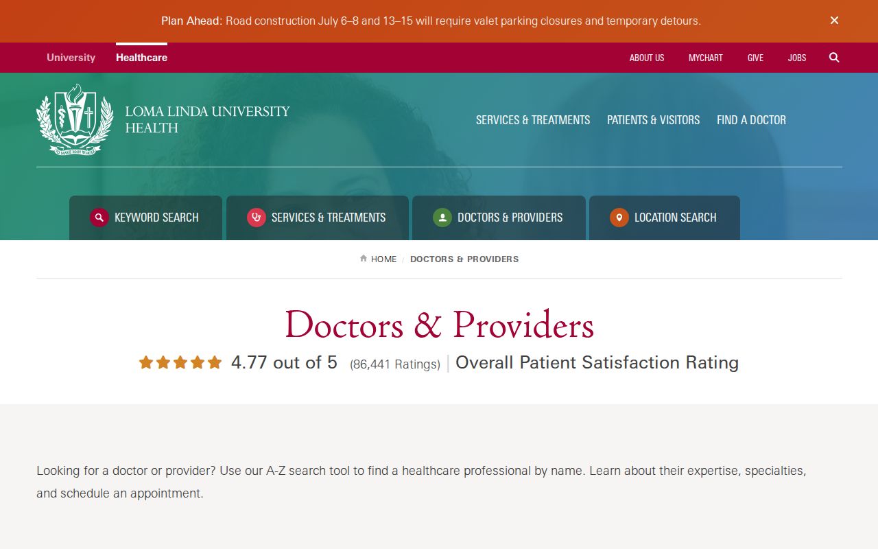 Loma Linda people search in the LLU Health provider directory