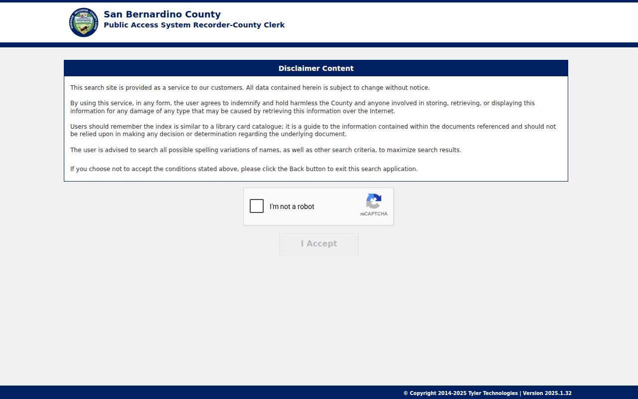 Loma Linda people search entry to the ARC recorder index