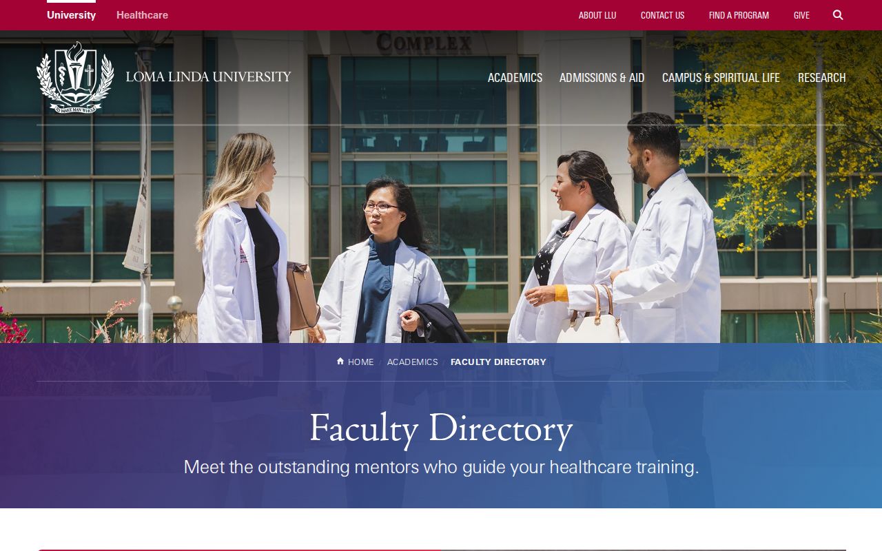 Loma Linda people search through the LLU faculty directory