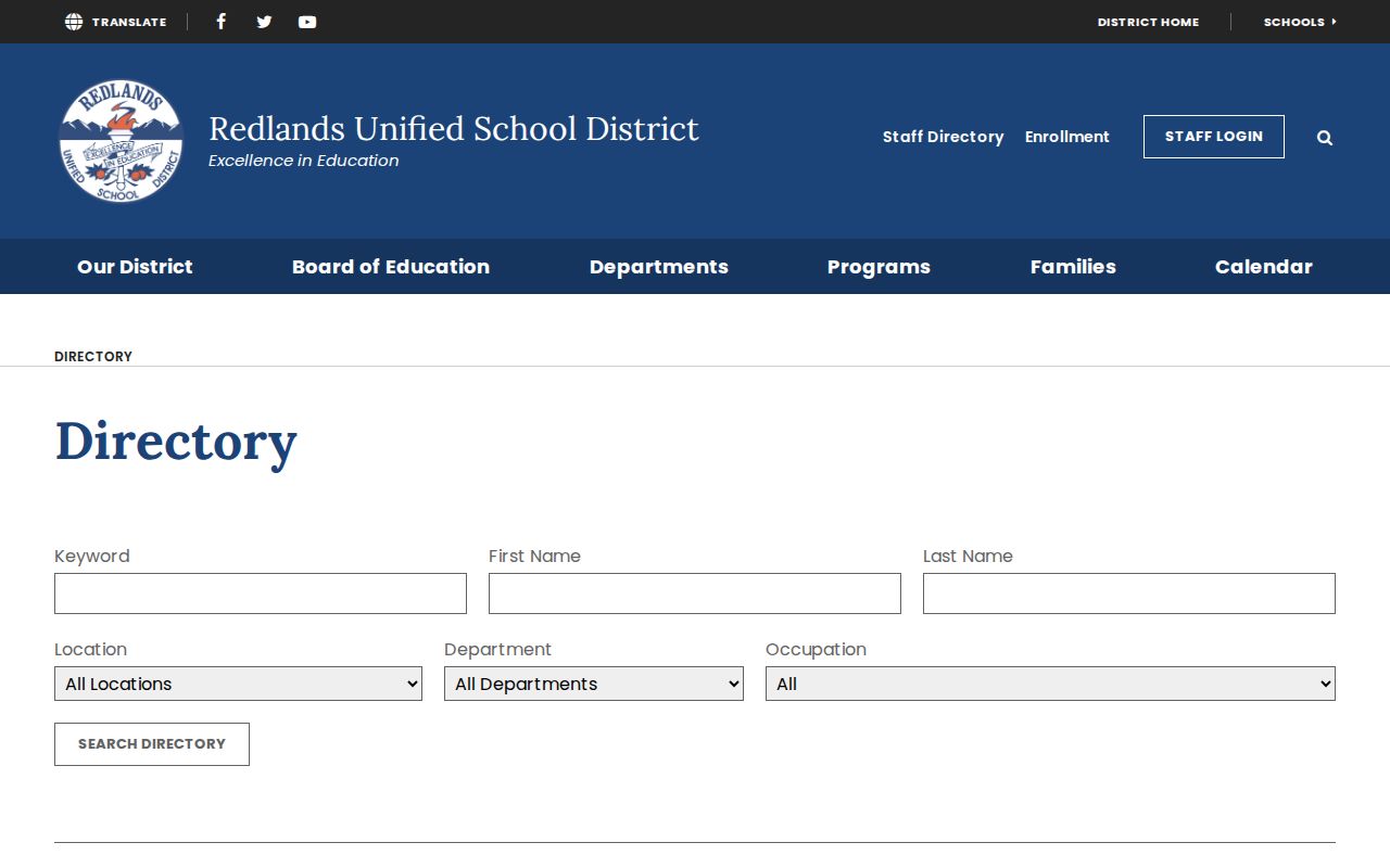 Loma Linda people directories view of Redlands Unified staff search