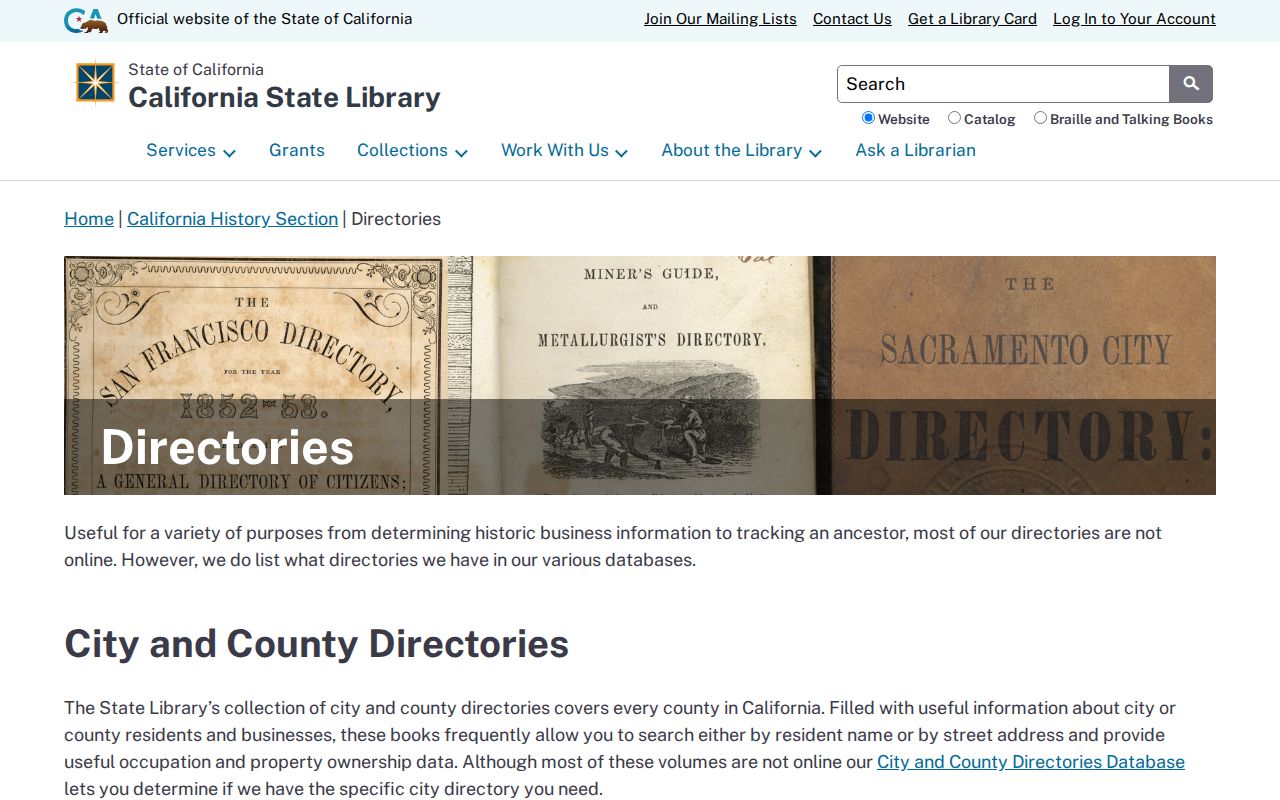 Loma Linda people directories research at the California State Library